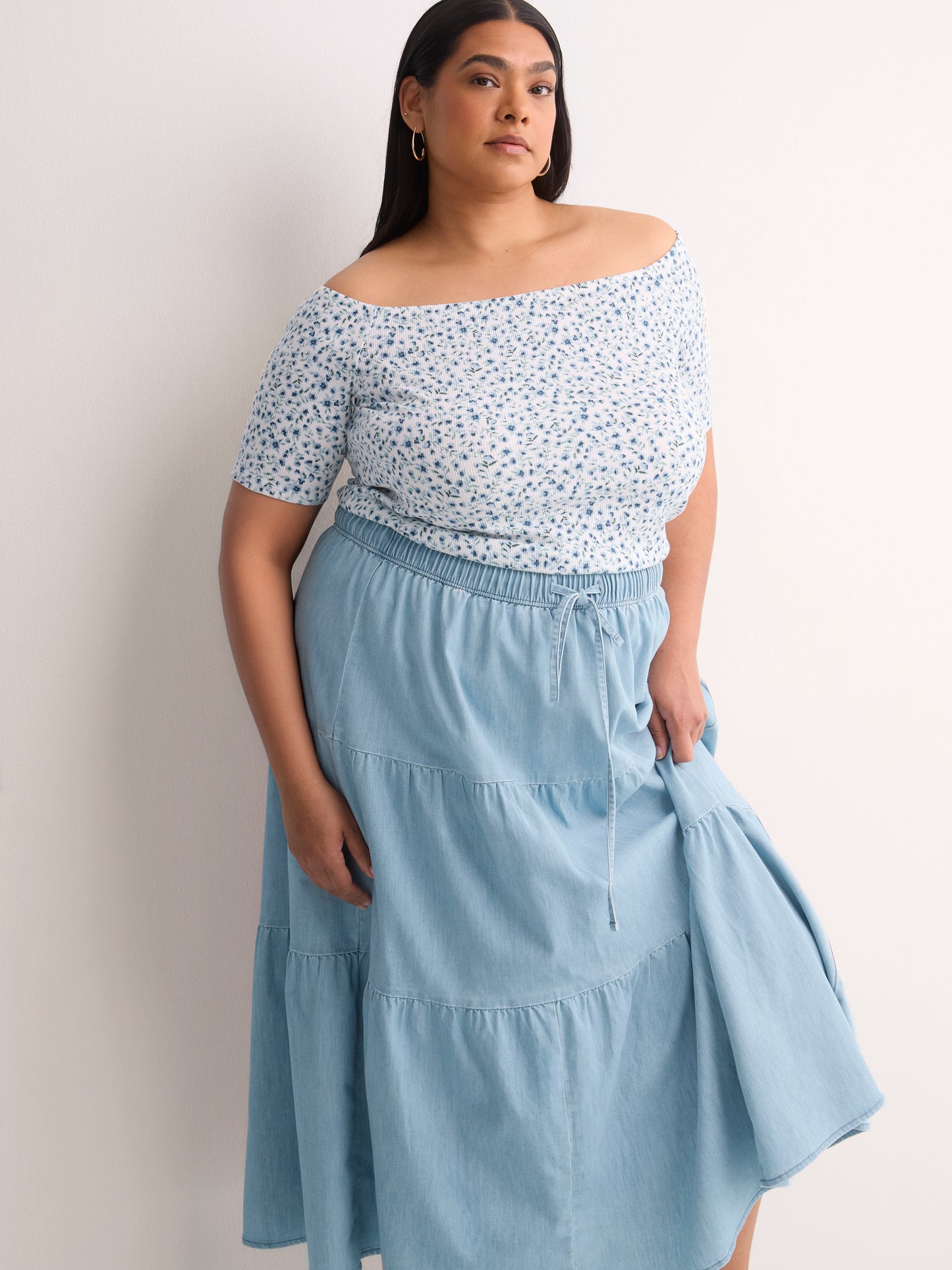 Denim Pull-On Boho Maxi Skirt - d/C JEANS