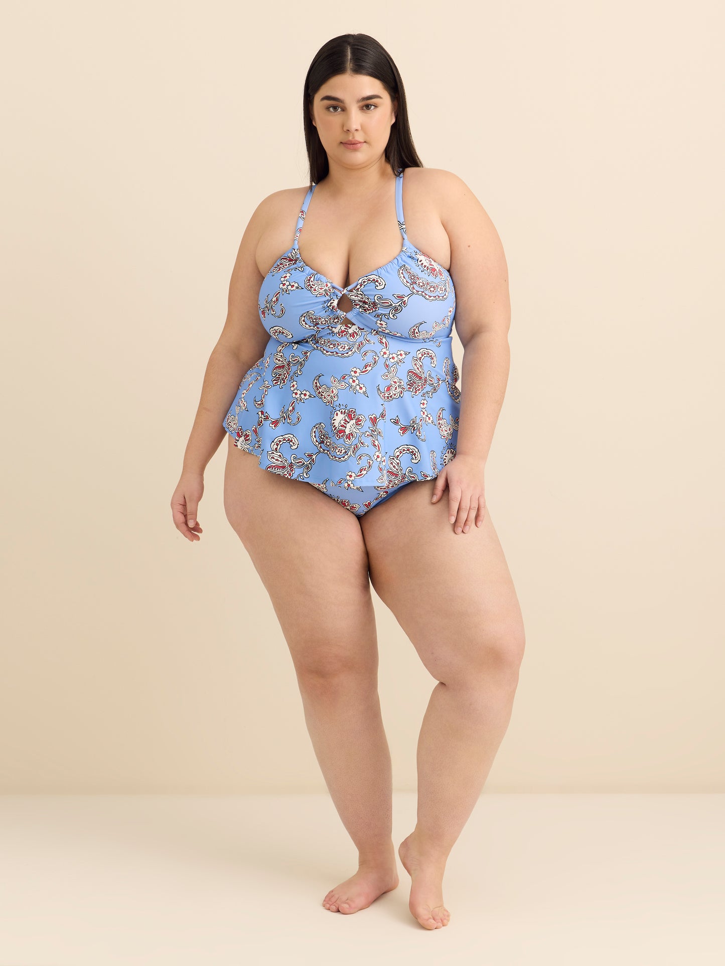 A-Line Tankini Top with Peekaboo Detail