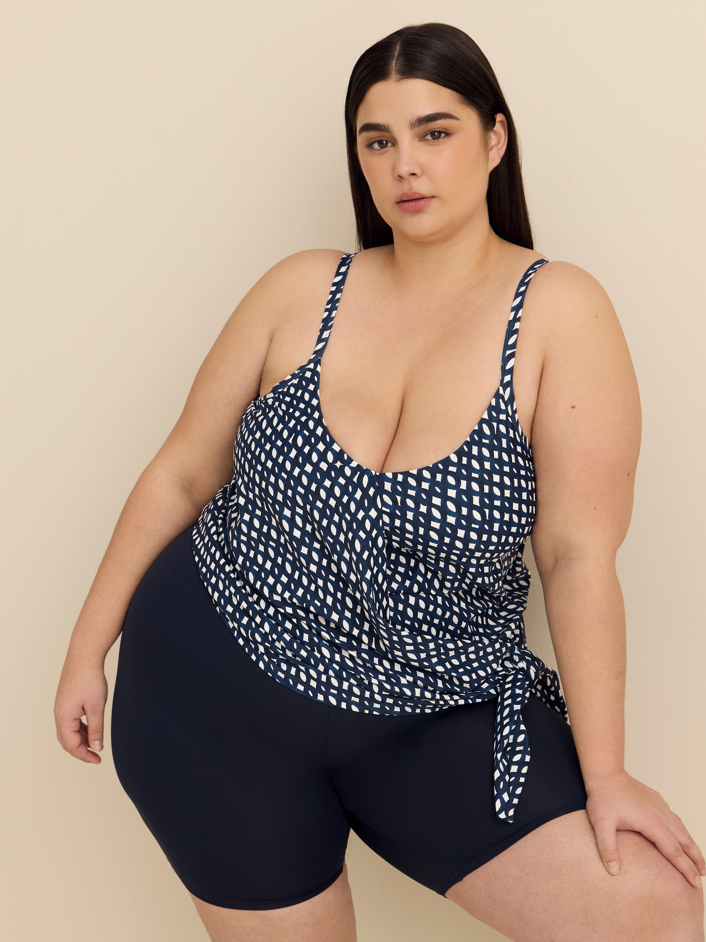 Printed Tankini with Side Tie Detail