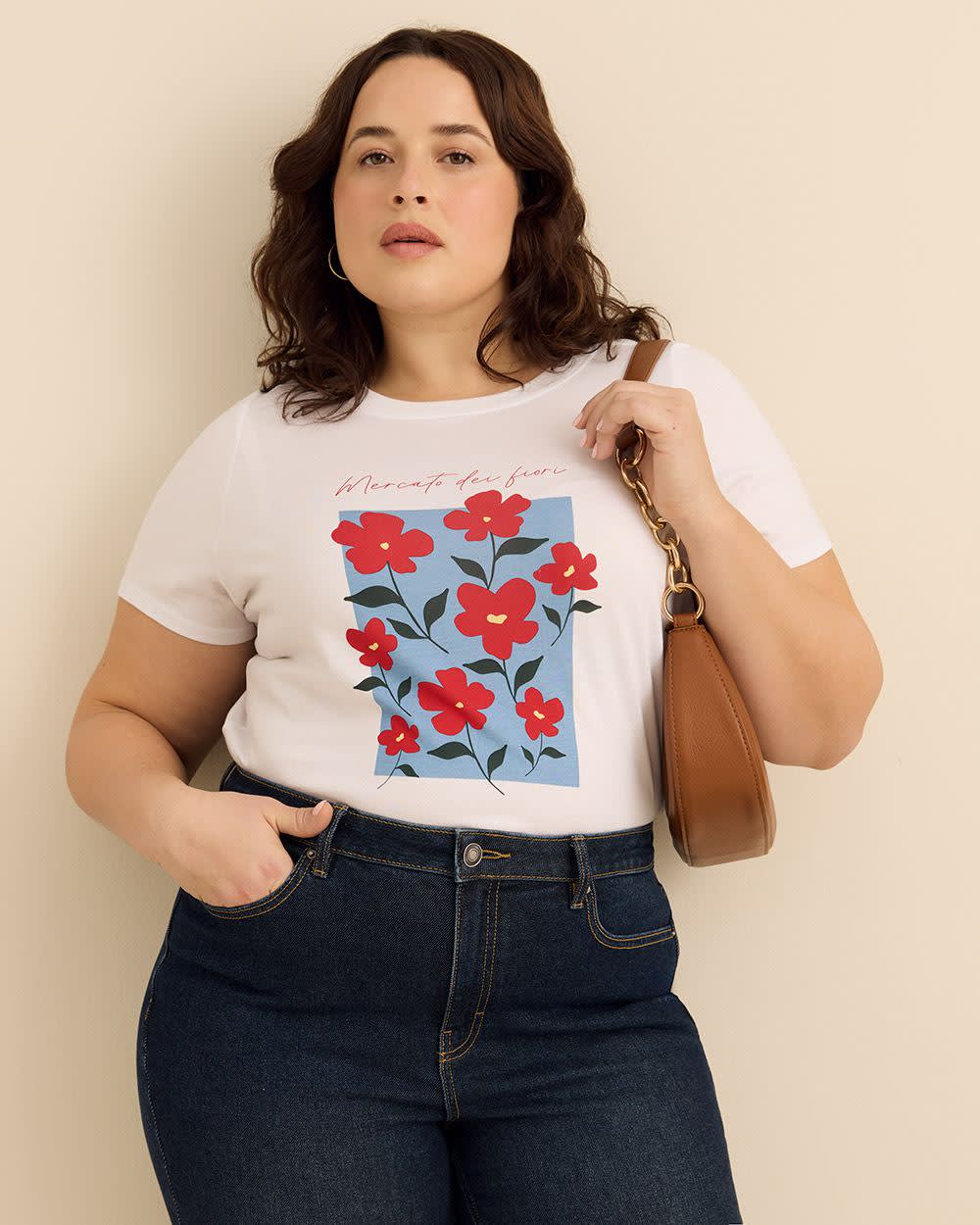 Crewneck Short-Sleeve Knit Top