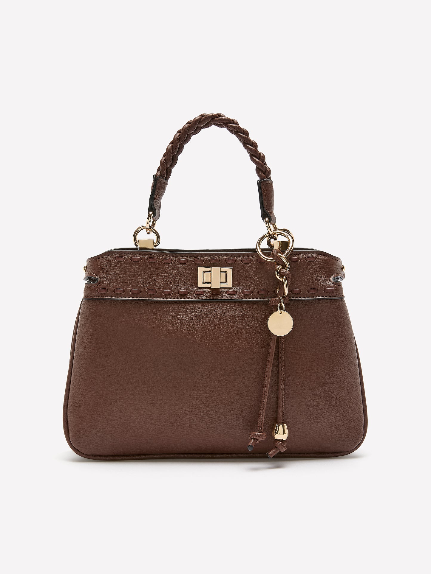 Brown Crossbody Bag with Braided Handle