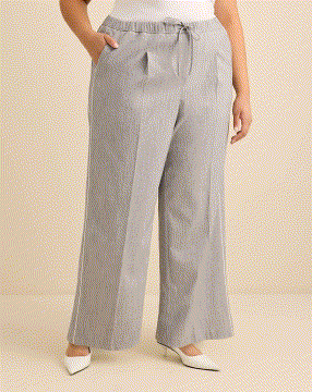 Heathered Pull-On Wide-Leg Pant