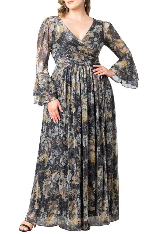 Plus size bell sale sleeve maxi dress