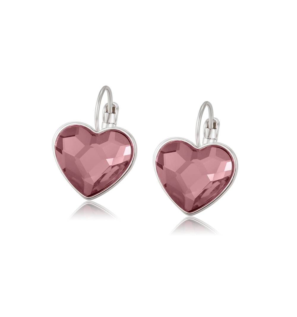 Crystal Heart Leverback Earrings in Vintage Rose by callura