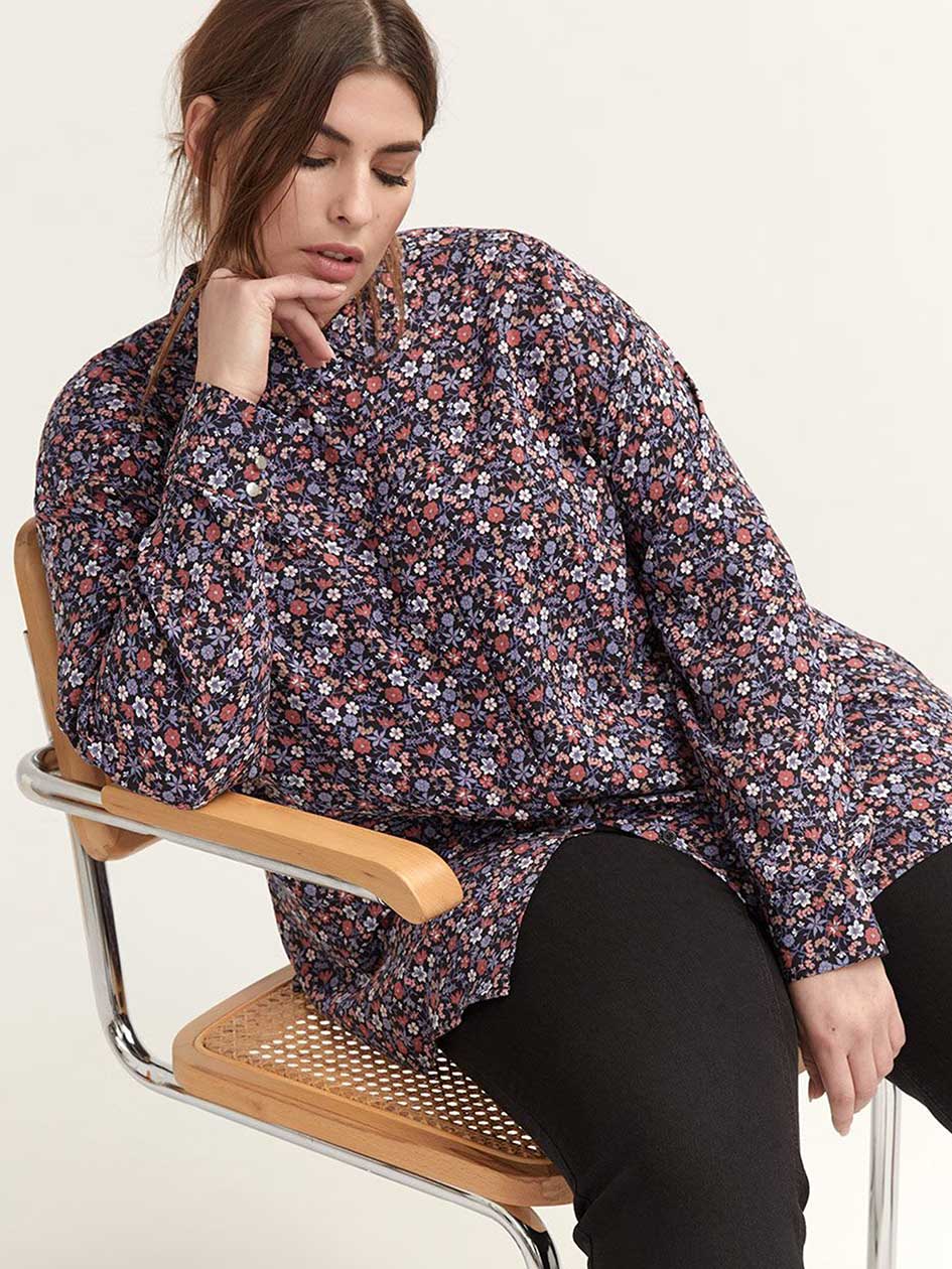 Printed Shirt with Concealed Buttoned Down Closure - Michel Studio
