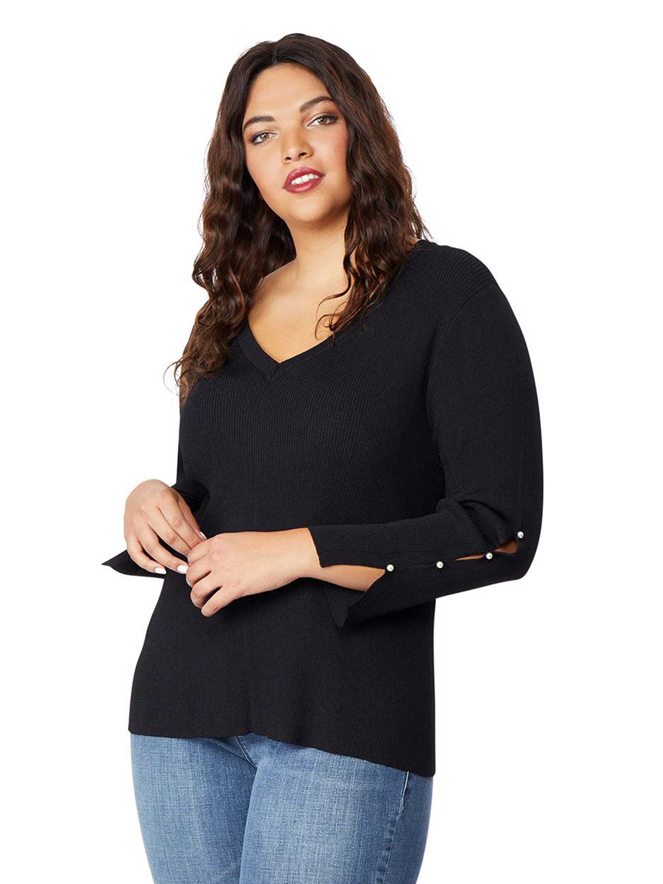 Sweater with Pearl-Embellished Sleeves - Rebel Wilson x Angels ...