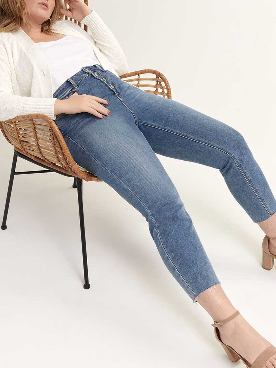Exposed Fly High Waist Slim Jeans - L&L