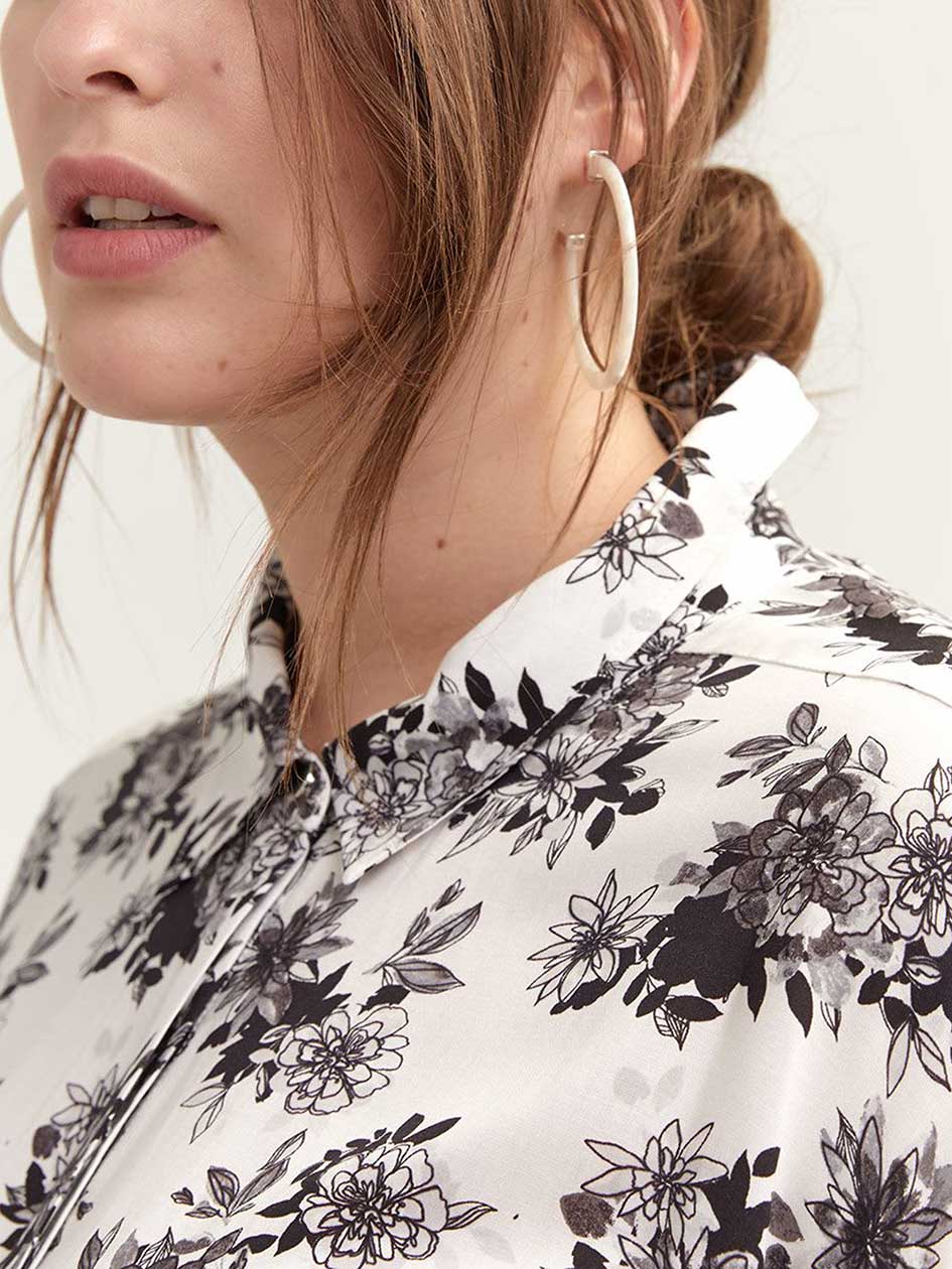 Printed Shirt with Concealed Buttoned Down Closure - Michel Studio