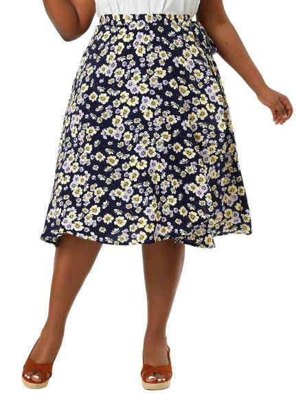 Agnes Orinda - Boho Summer A Line Ruffled Hem Wrap Skirt