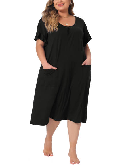 Agnes Orinda - Short Sleeve Soft Nightgowns with Pockets