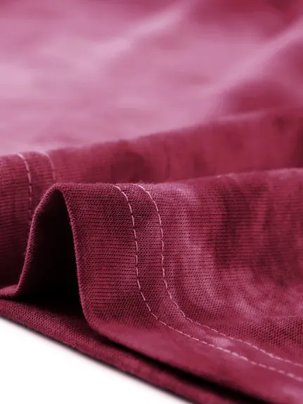 Agnes Orinda - Tie Dye Stripe V Neck 3/4 Sleeve Side Slit Top