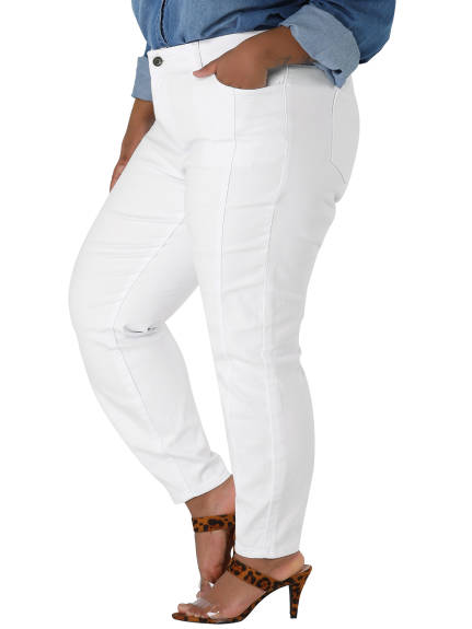 Agnes Orinda - Jean skinny délavé extensible taille moyenne