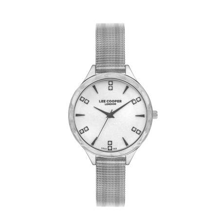 LEE COOPER-Women's Silver 34mm  watch w/White Dial