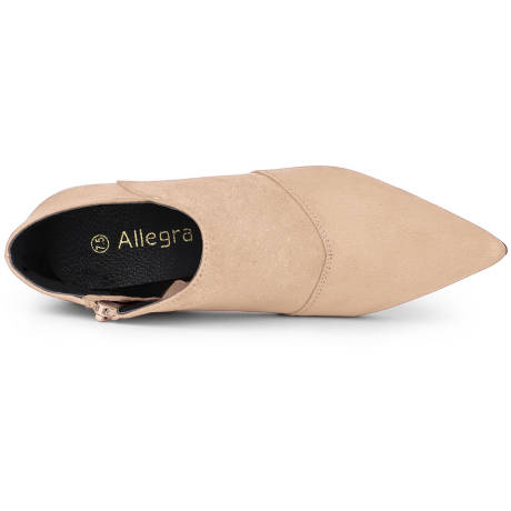 Allegra K- Pointed Toe Kitten Heel Cutout Ankle Boots