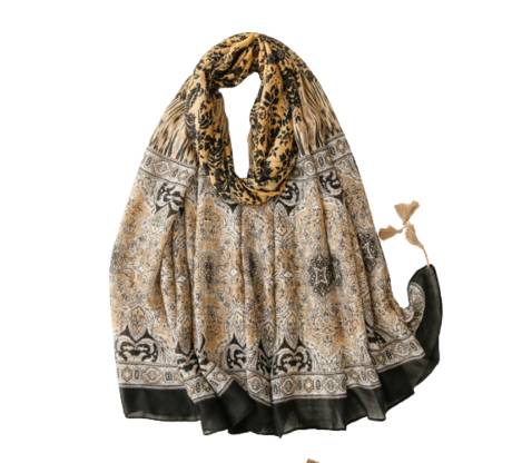 Brown And Black Damask Scarf - Don't AsK