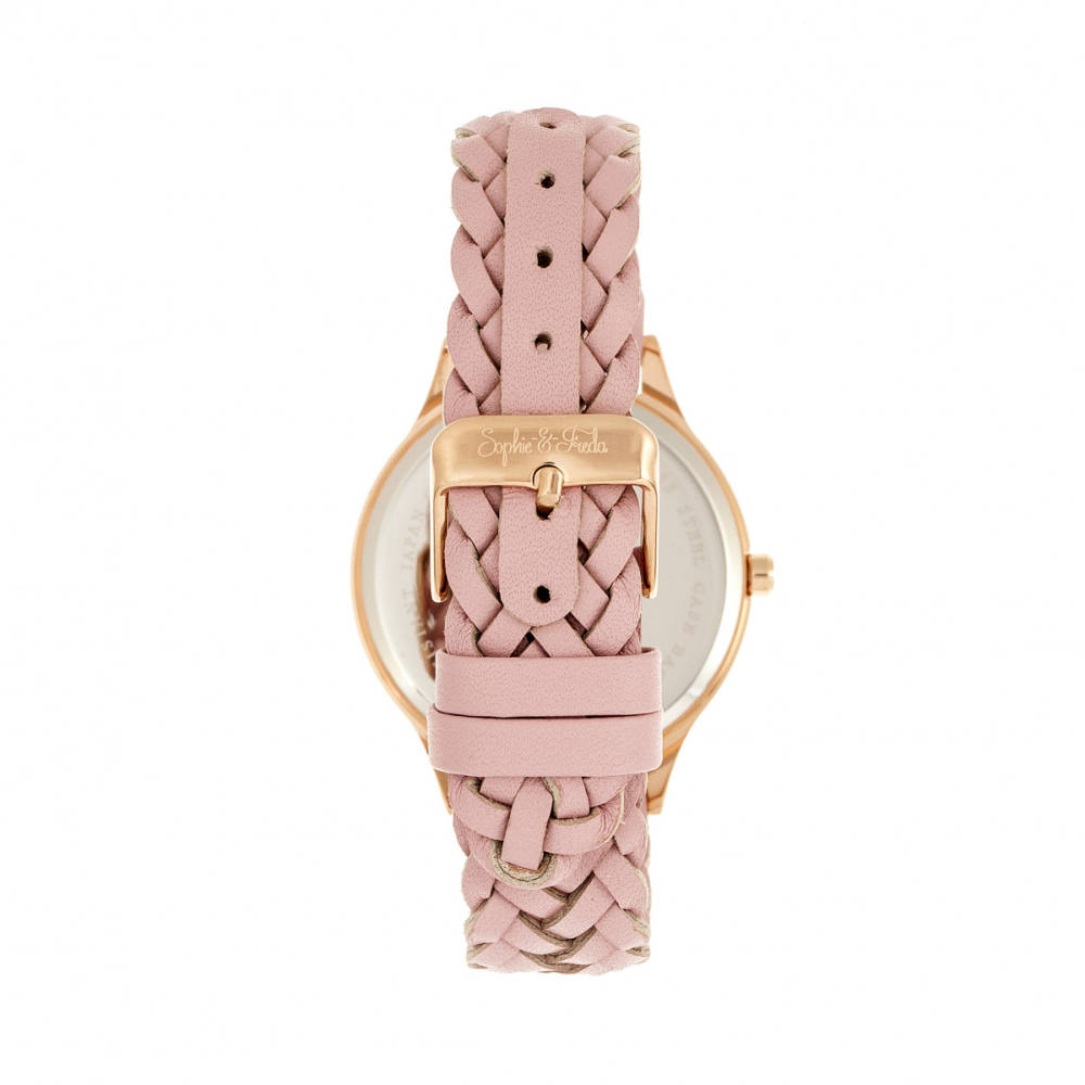 Sophie and Freda Tucson Leather Band Watch w Swarovski Crystals Gold Coral Penningtons