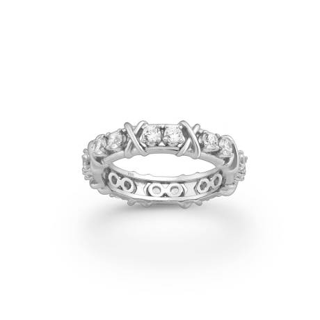Sterling Silver & CZ X'ed Out Ring - Ag Sterling