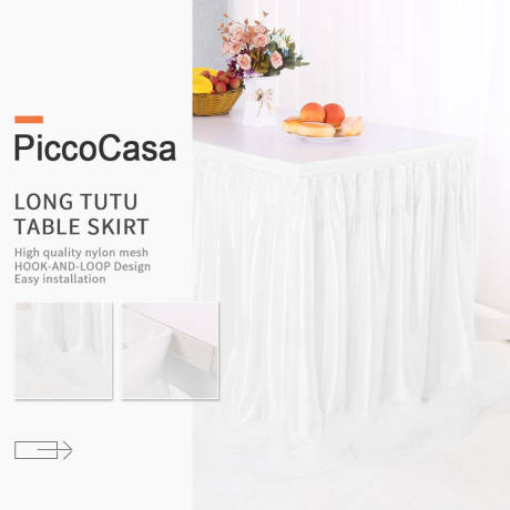 PiccoCasa- jupe de Table en Tulle décoré Rectangle 30"x108"