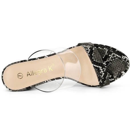 Allegra K - Snake Print Block Heel Clear Slide Sandals