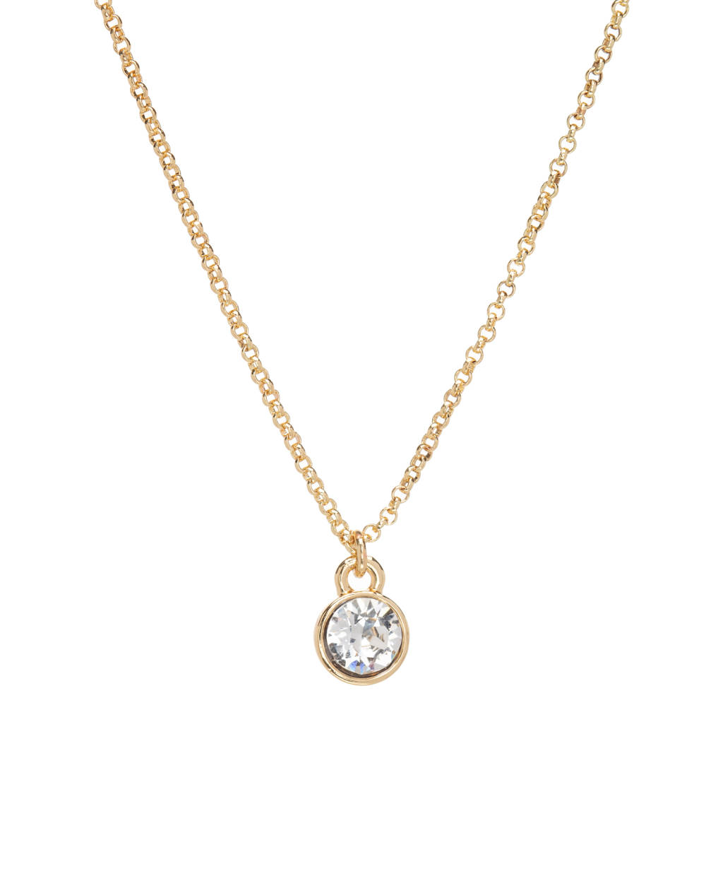 Goldtone crystal Solitaire Pendant Necklace made with Quality Austrian Crystals - MICALLA