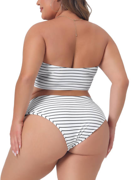 Agnes Orinda - 2 Pieces Striped Bandeau Swimwear Sets