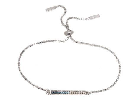 Bracelet ajustable en barre graduée en cristal mixte bleu et argenté- callura