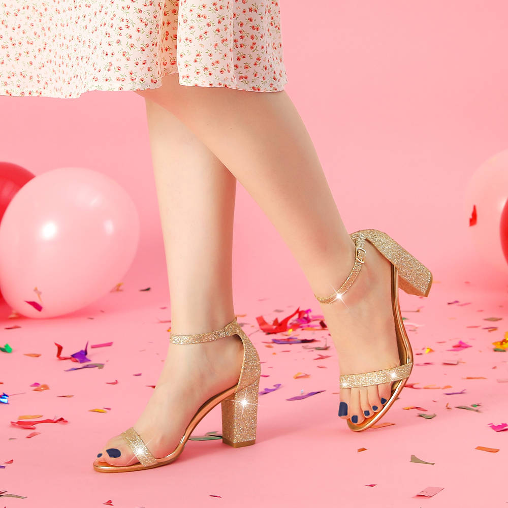 Glitter ankle strap sandals outlet