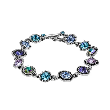 Bracelet à breloques bleu violet fabriqué avec des cristaux autrichiens de qualité