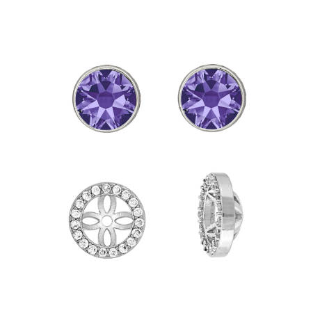Tanzanite 2-in-1 quality Crystal Halo Stud Earrings made with Quality Austrian Crystals - MICALLA