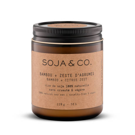 Bougie cire de soja SOJA&CO. — Bambou + Zeste d'agrumes 8oz