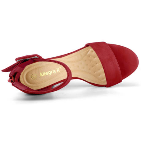 Allegra K - Block Heel Zipper Buckle Ankle Strap Sandals