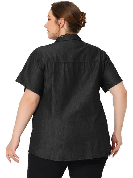 Agnes Orinda - Chemises en jean boutonnées avec poche poitrine