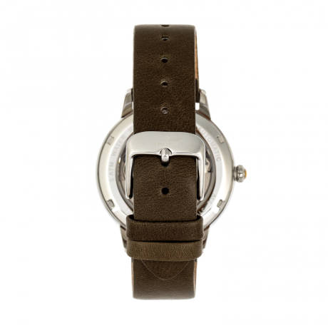 Empress - Diana Automatic Engraved MOP Leather-Band Watch - Olive