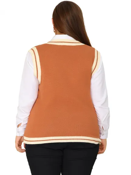 Agnes Orinda - V Neck Bear Knit Sweater Pullover Vest