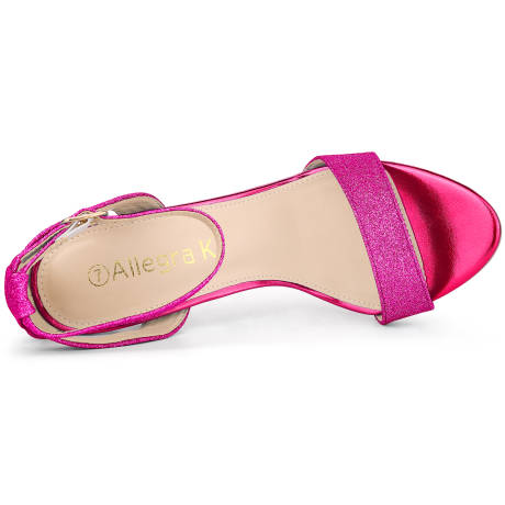 Allegra K- Glitter Ankle Strap Stiletto High Heel Gold Sandals