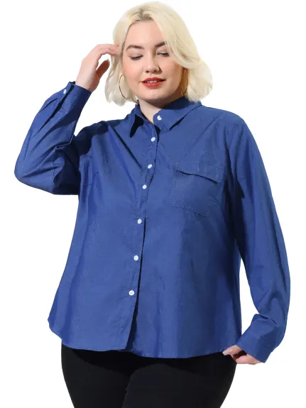 Agnes Orinda - Button Down Chest Pocket Chambray Shirt