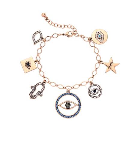 Crystal Goldtone Evil Eye Charm Bracelet - Don't AsK