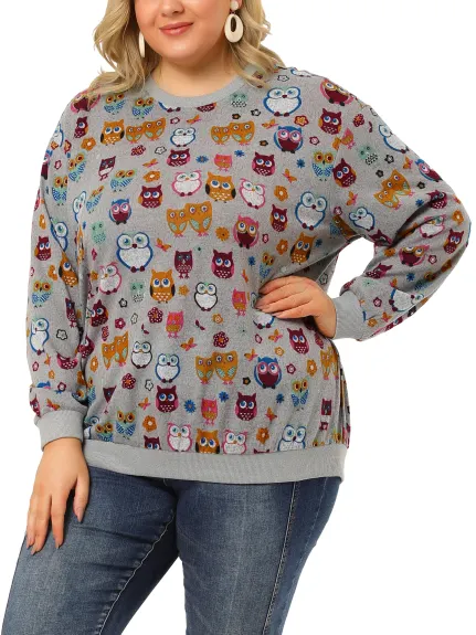 Agnes Orinda - Winter Pullover Cute Owl Pattern Sweaterhirt