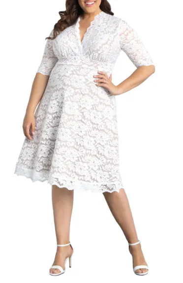 Kiyonna Bella Lace A-Line Cocktail Dress (Plus Size)