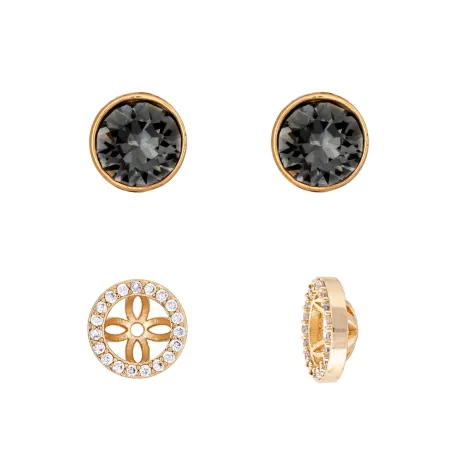 Black Diamond Crystal Halo Stud Earrings made with Quality Austrian Crystals