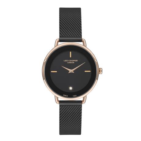 LEE COOPER-Women's Rose Gold 34mm  watch w/Black Dial
