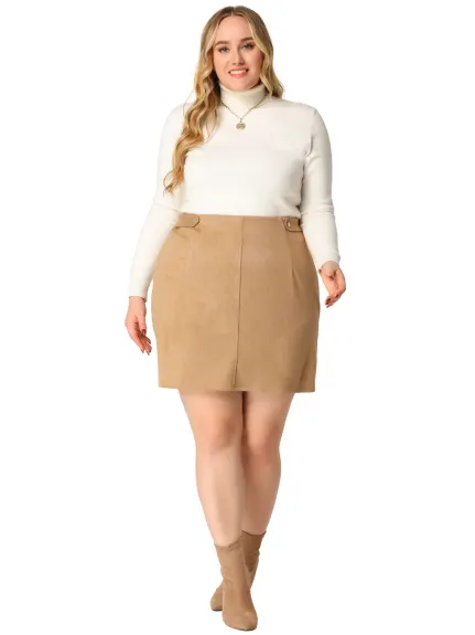 Agnes Orinda - Faux Suede Bodycon Fashion Mini Skirt