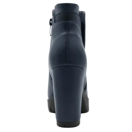 Allegra K - Chunky High Heel Platform Zipper Chelsea Boots