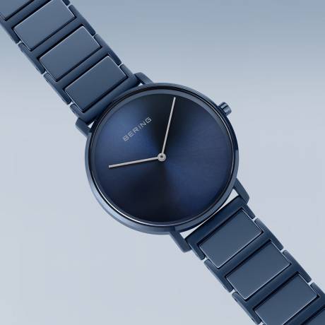 BERING - 39mm Ladies Ceramic Stainless Steel Watch In Blue/Blue