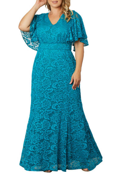 Kiyonna Duchess Lace Evening Gown (Plus Size)