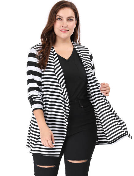 Agnes Orinda - Casual Striped Open Front Cardigans