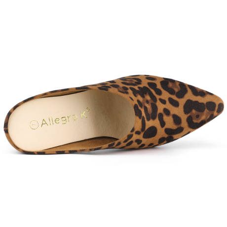 Allegra K- Chunky High Heels Pointed Toe Slide Mules