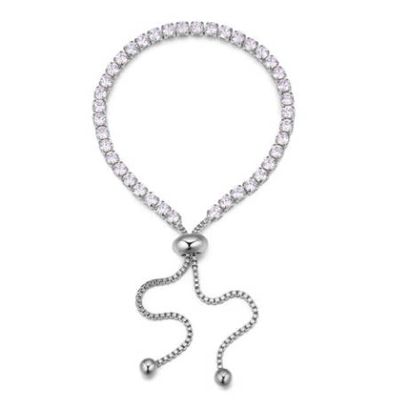 Silvertone Crystal Adjustable Tennis Bracelet made with Quality Austrian Crystals - MICALLA