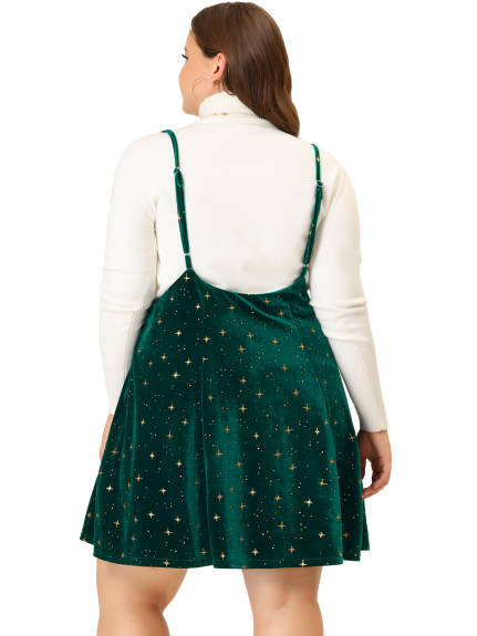 Agnes Orinda - Flared Gilding Star Velvet Suspender Skirt