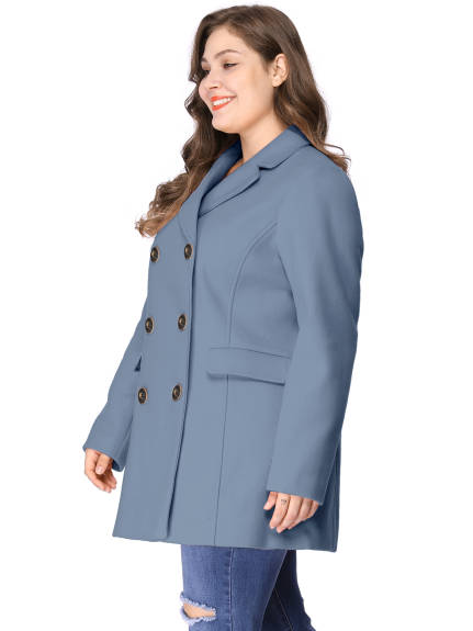 Agnes Orinda - Notched Lapel Double Breasted Long Coat